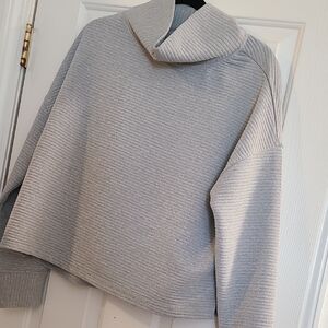 Cozy Ribbed Mock Neck Shirt - Light Gray